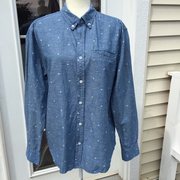 WHT Space Cotton & Linen Bird print Shirt size L - Picture 2 of 7